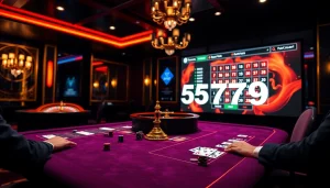 Players immersed in the excitement of 5Z7779 casino games with vibrant tables and modern betting interfaces.