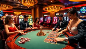 Experience thrilling gameplay at https://rr88co.net/ with players placing bets on a dazzling roulette table.