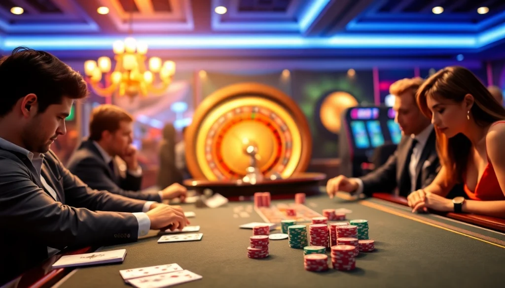 Experience the excitement of casino gaming at AE888 with colorful poker chips and a roulette wheel.