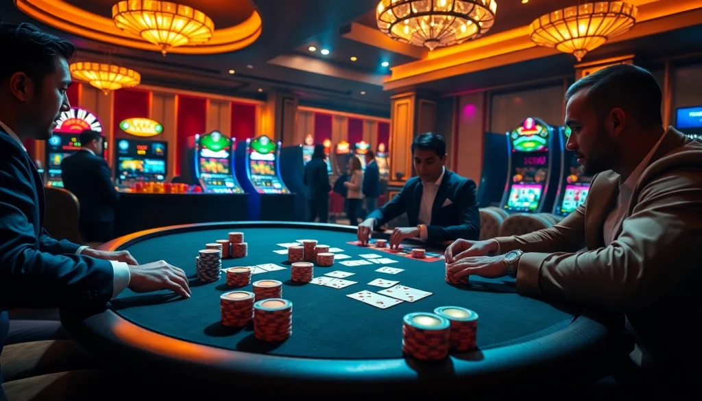 Experience thrilling gameplay at https://gamenohu99.com/ with a luxurious poker table featuring vibrant cards and chips.