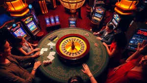 Players engaging in an exciting poker game at 88i casino with vibrant chips and cards.