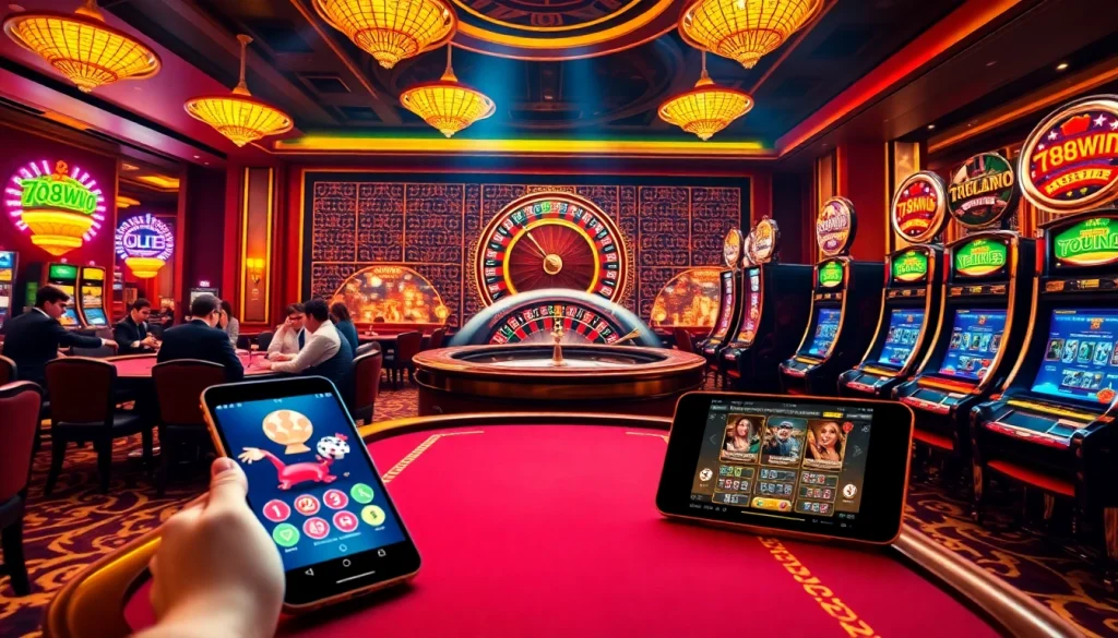 Experience the thrill of playing with the app 789win at a luxurious casino scene.