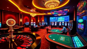 Experience the excitement of S8 casino with vibrant gaming tables and slot machines.