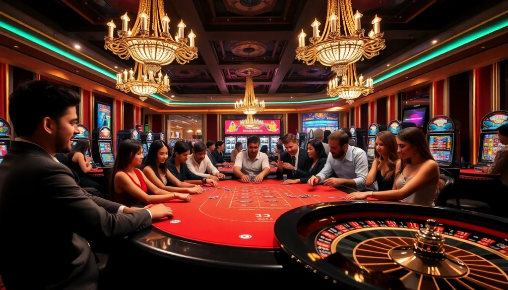B52club gaming table scene showcasing excitement and luxury at a casino.