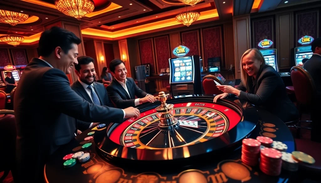 Experience thrilling games at KK55.com with vibrant casino scenes featuring roulette and poker.