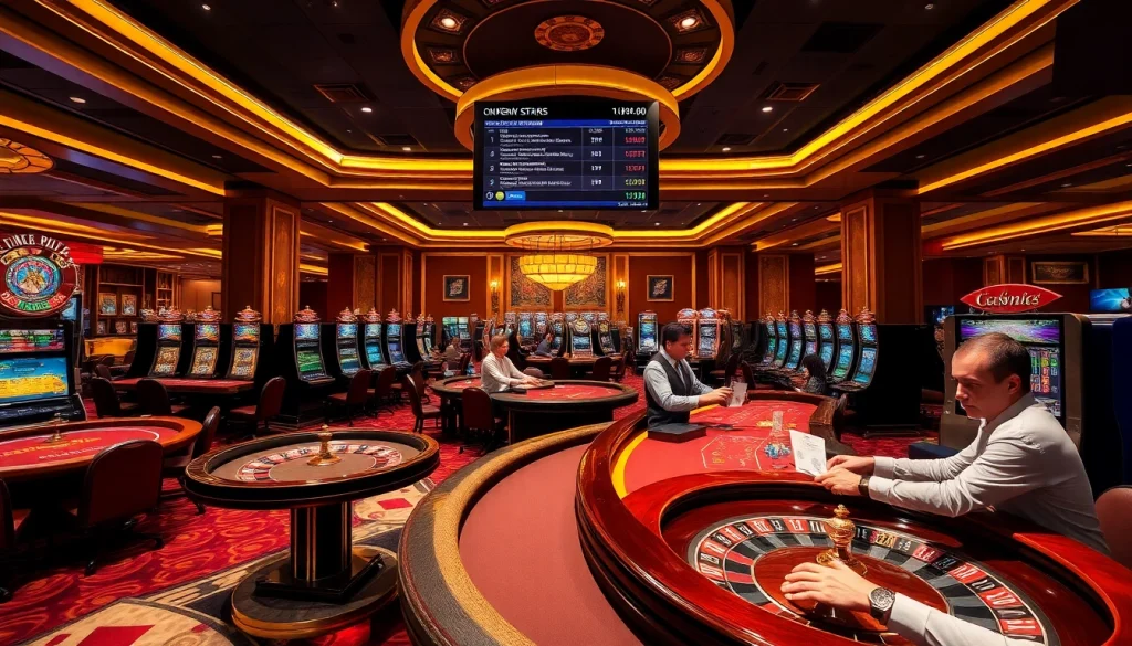 Experience thrilling gameplay at https://dn882.pro/ with vibrant casino interior and engaging players.